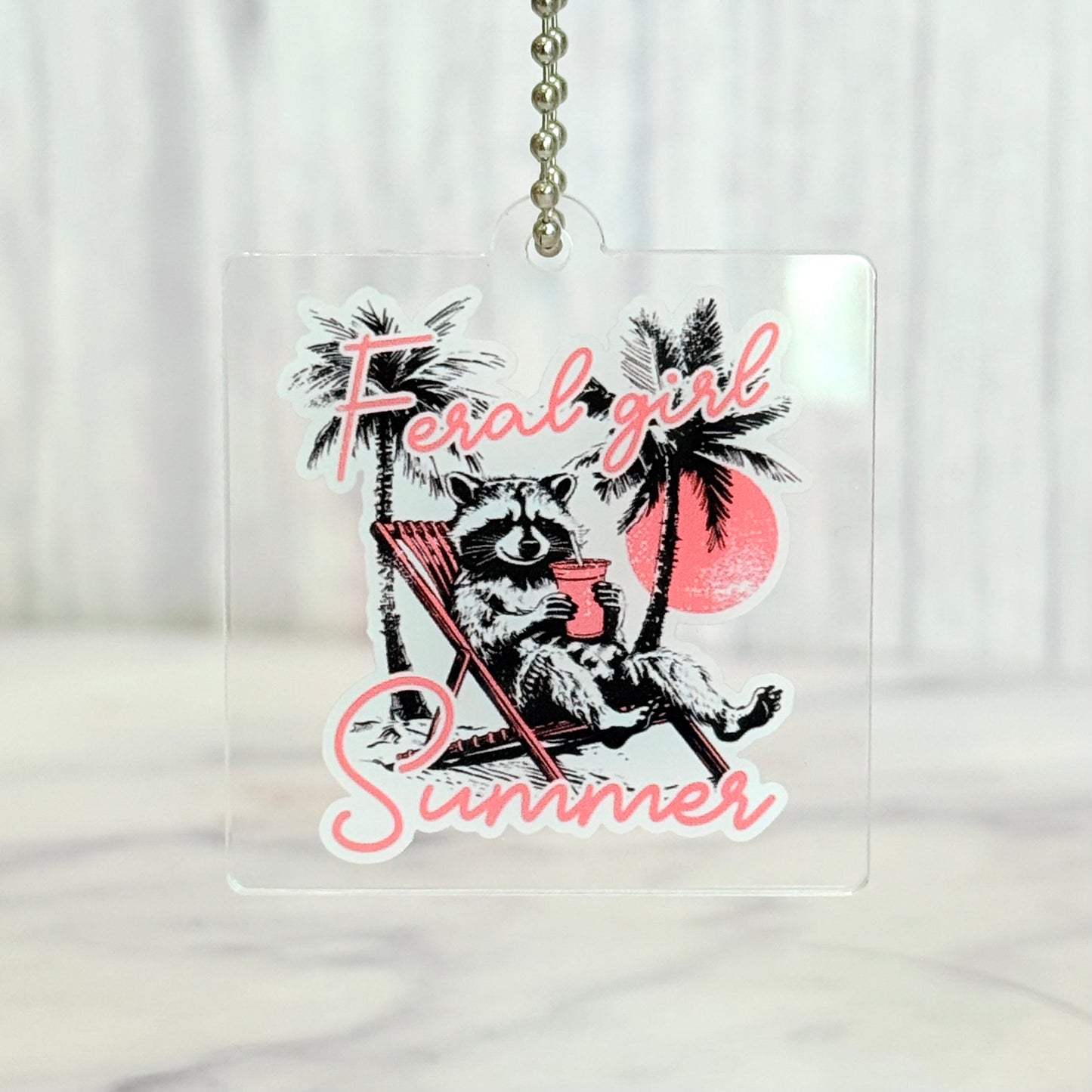 Feral Girl Summer Raccoon Charm- Tumbler Handle Charm