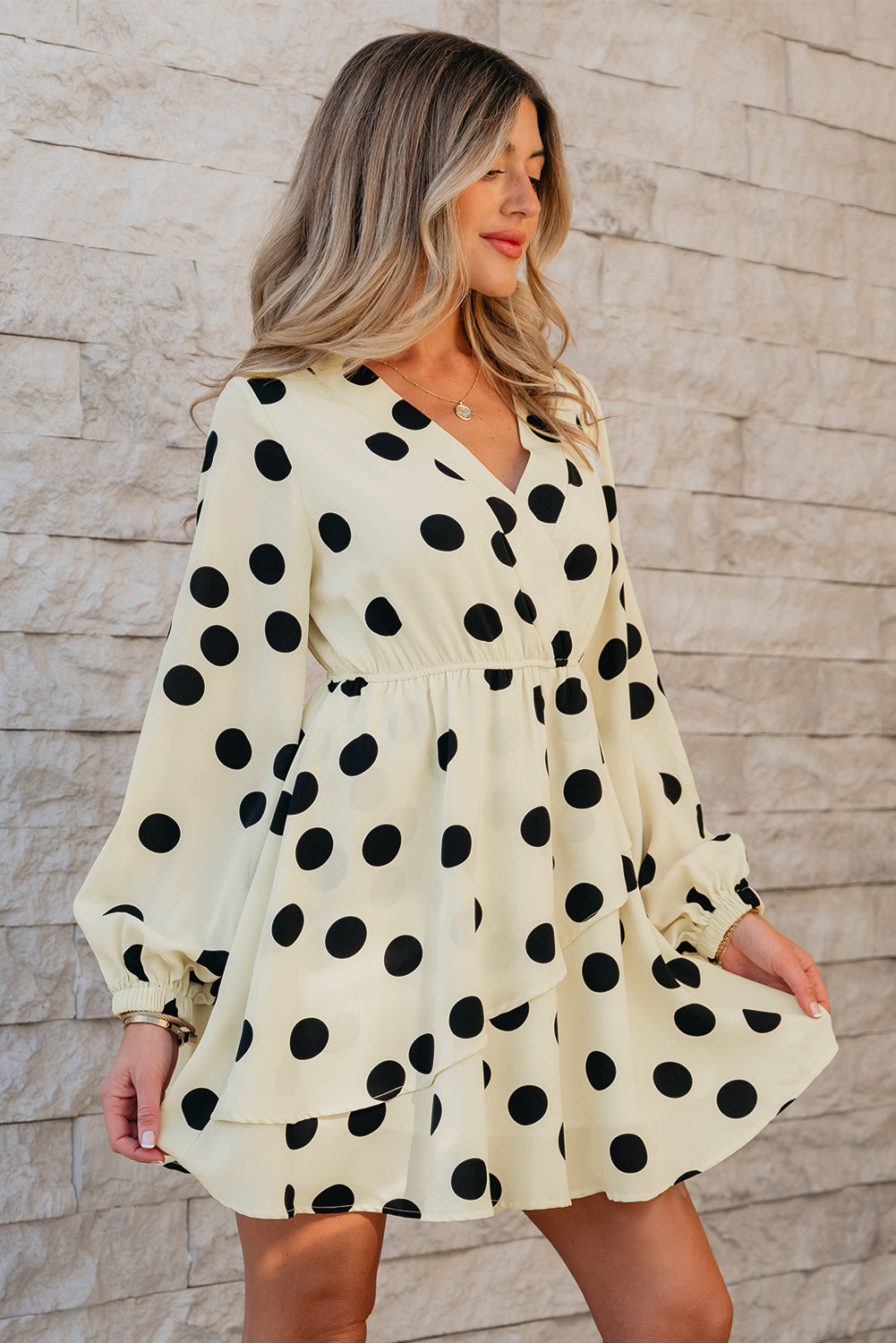 Kataleya Polka Dot Puff Sleeve Mini Dress
