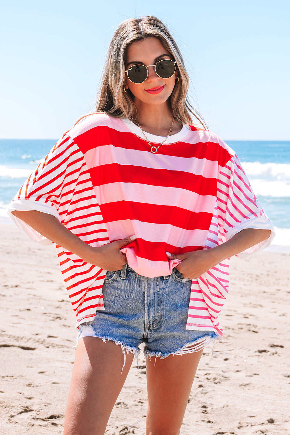 Sloan Stripe Side Split Loose Top