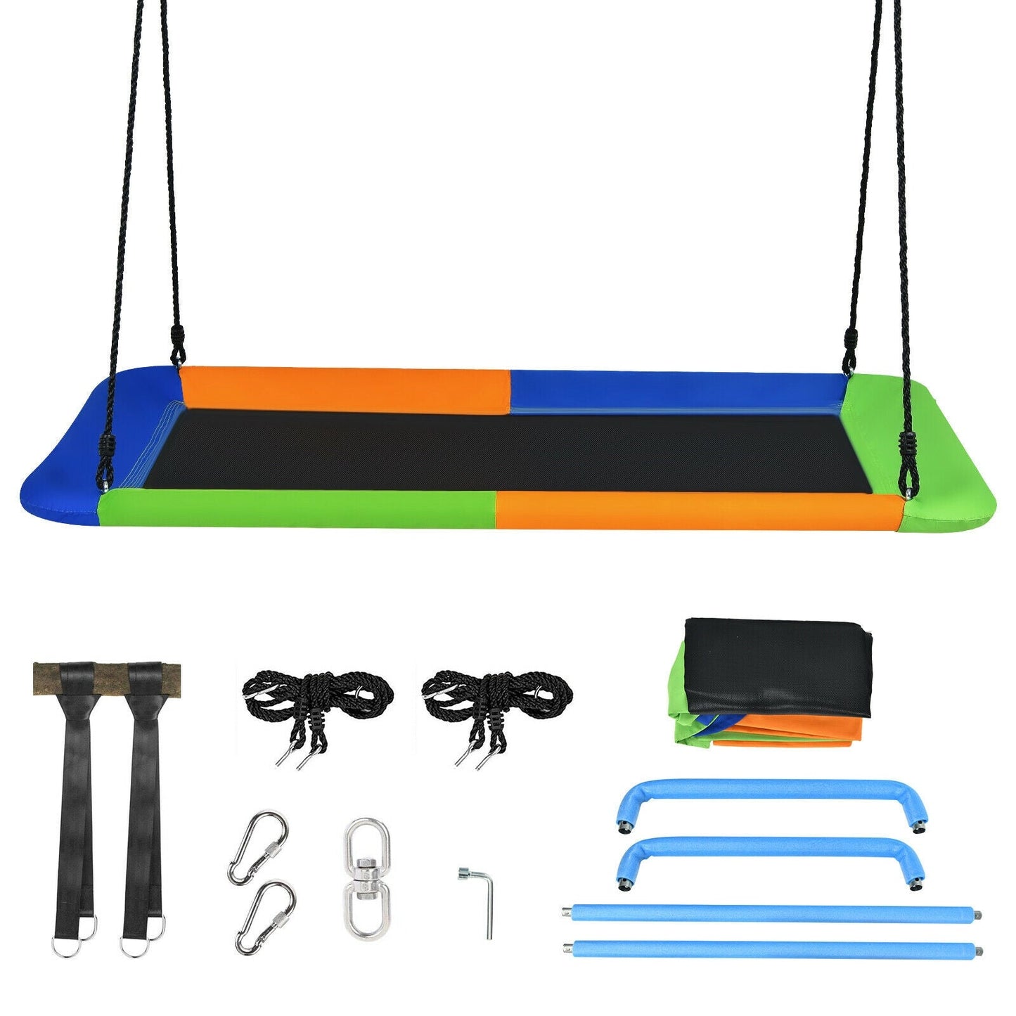 60 Inches Platform Tree Swing with 2 Hanging Straps