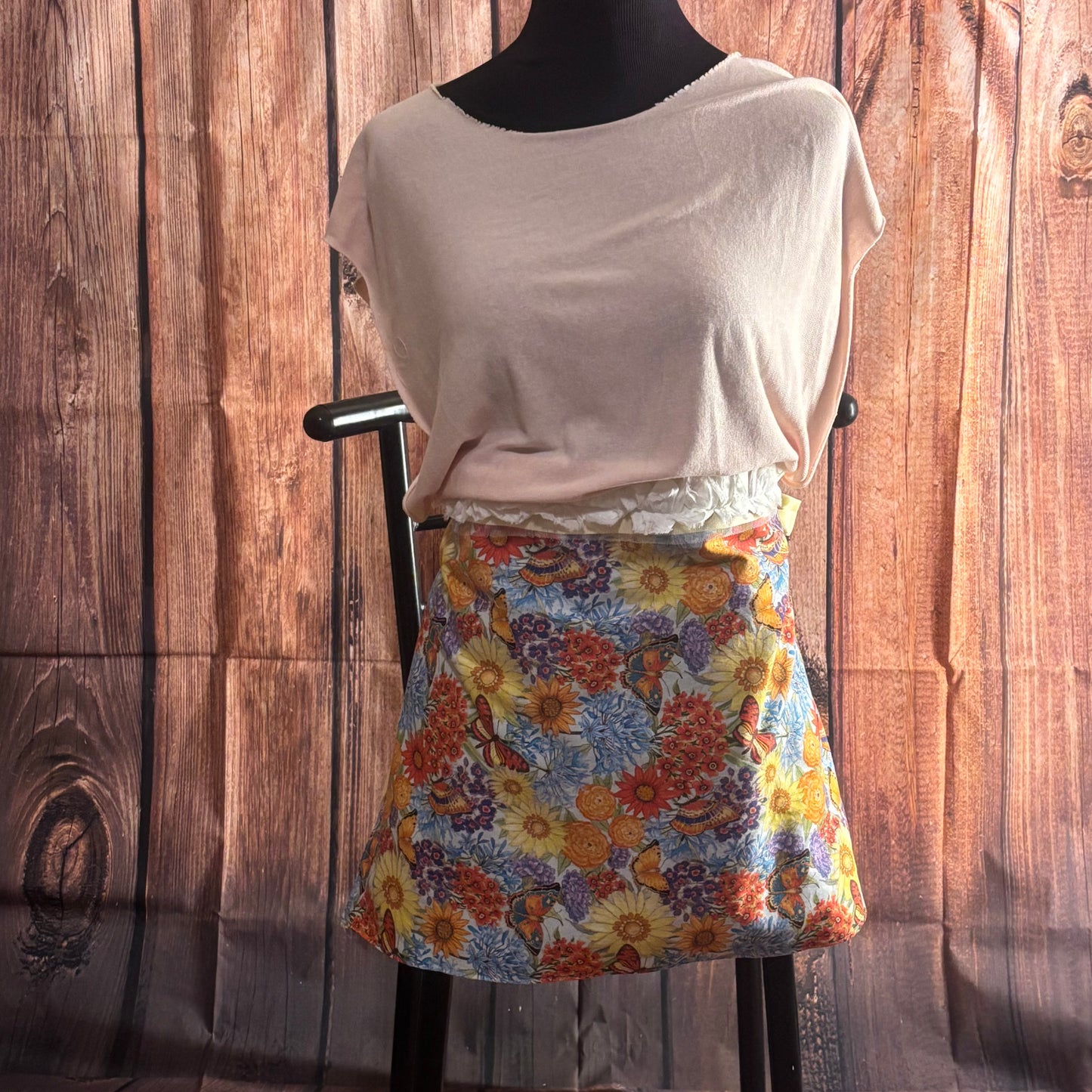 “Butterflies and Blooms” Tshirt Apron Tshirt Apron. ( Not a set)