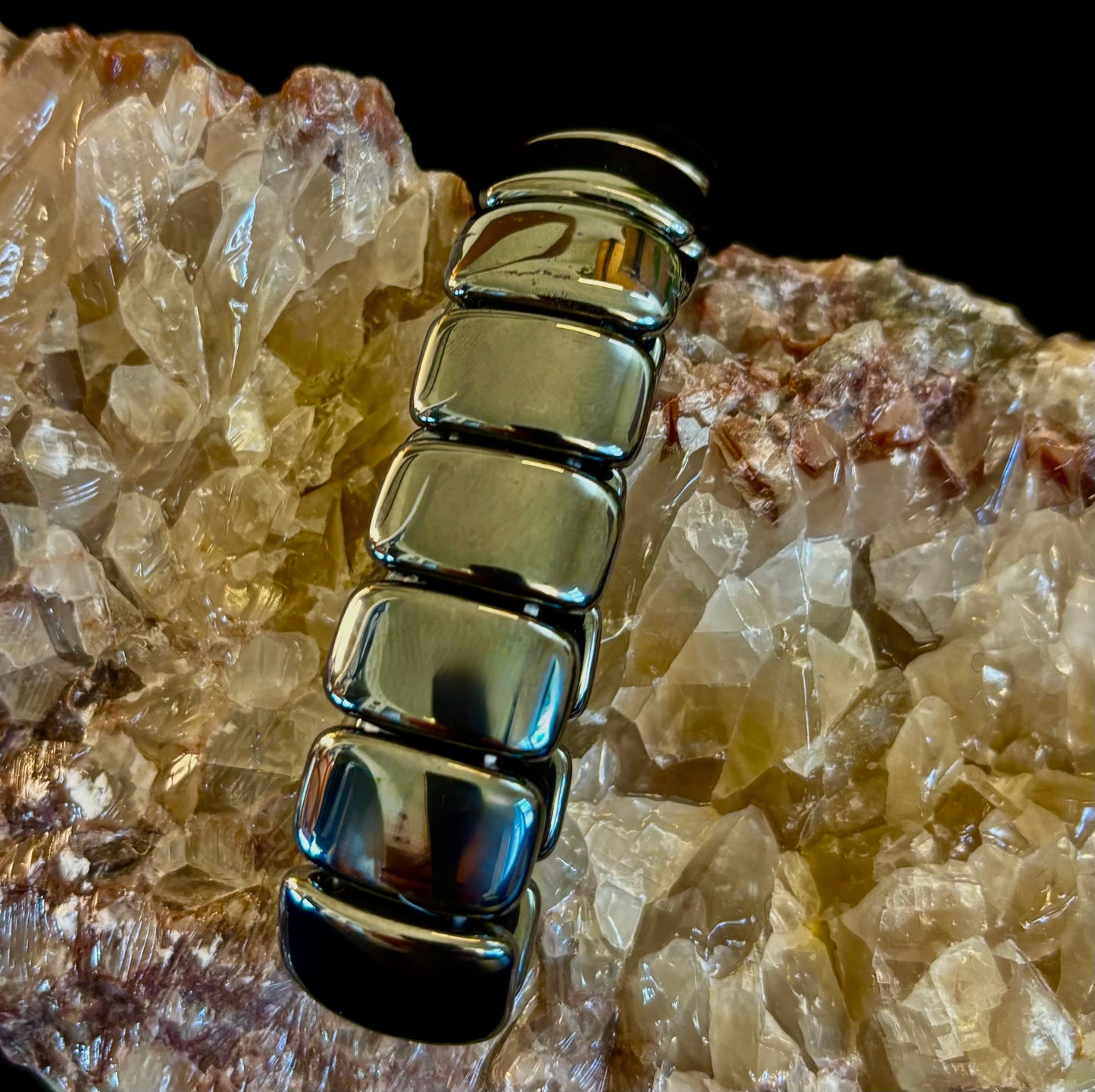 Grounded Power Hematite Bracelet | Ellipse-Style Energy Bracelet for Large Wrists