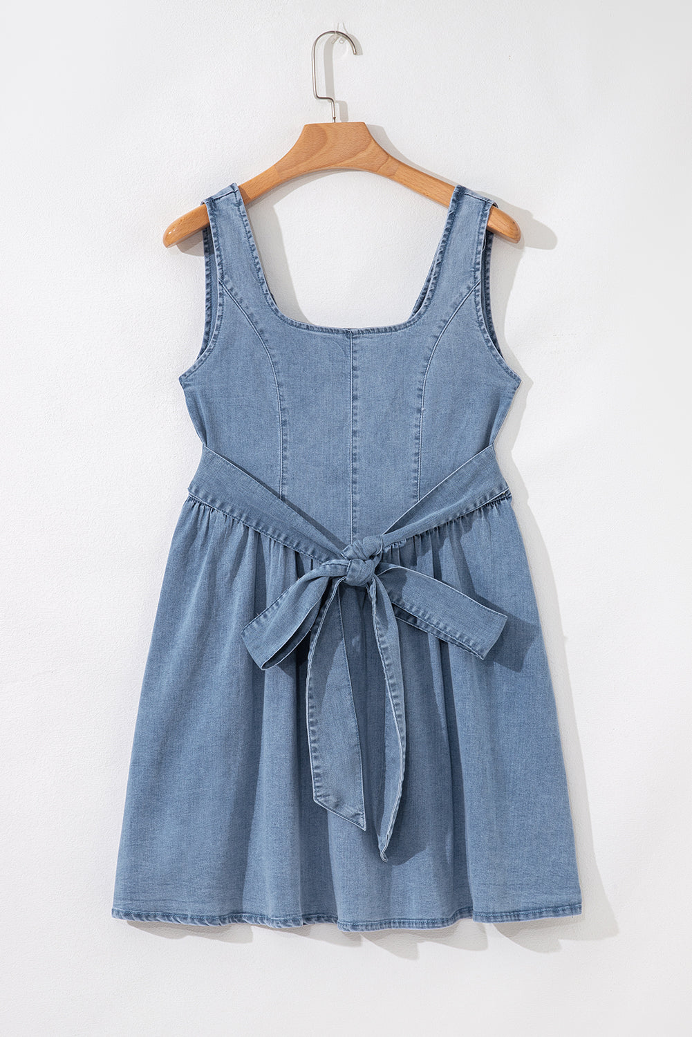 Emily Square Neck Bowknot A-line Denim Dress