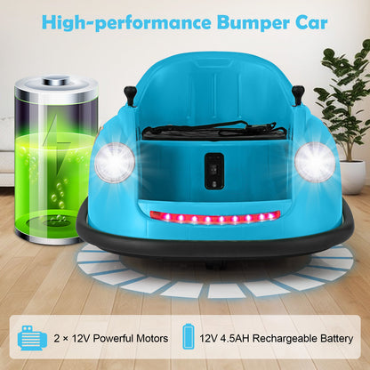 12V Electric Kids Ride on Bumper Car Battery Powered Bumping Car with Remote Control-Blue