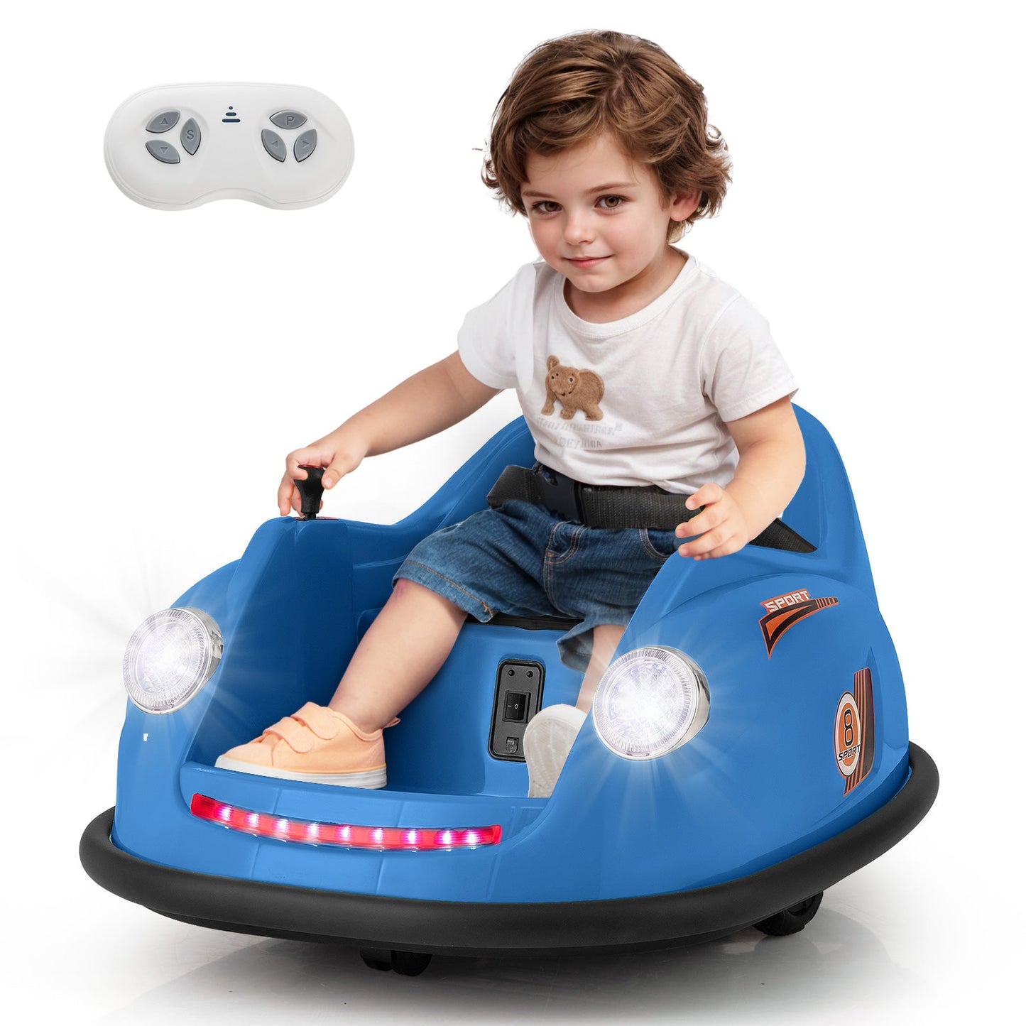 12V Electric Kids Ride on Bumper Car Battery Powered Bumping Car with Remote Control-Navy
