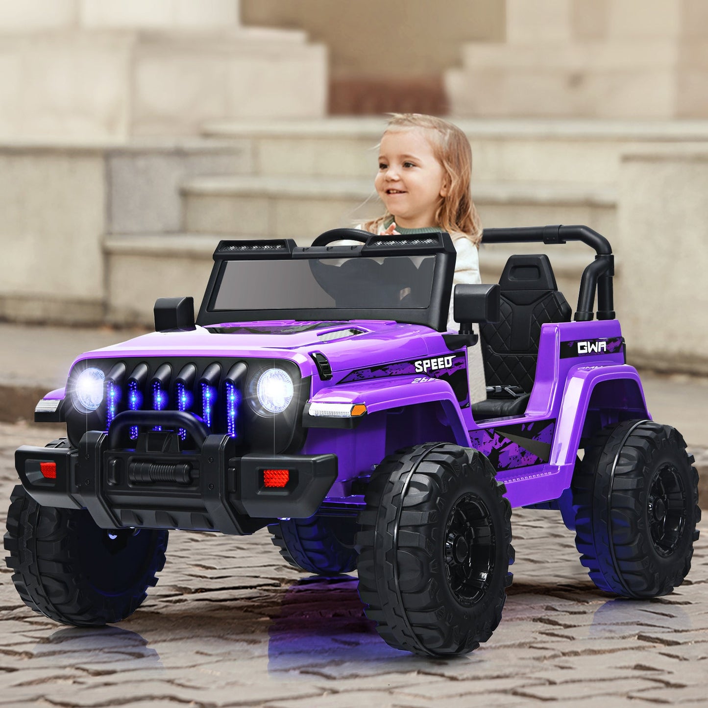 12V Kids Ride-on Jeep Car with 2.4 G Remote Control-Purple