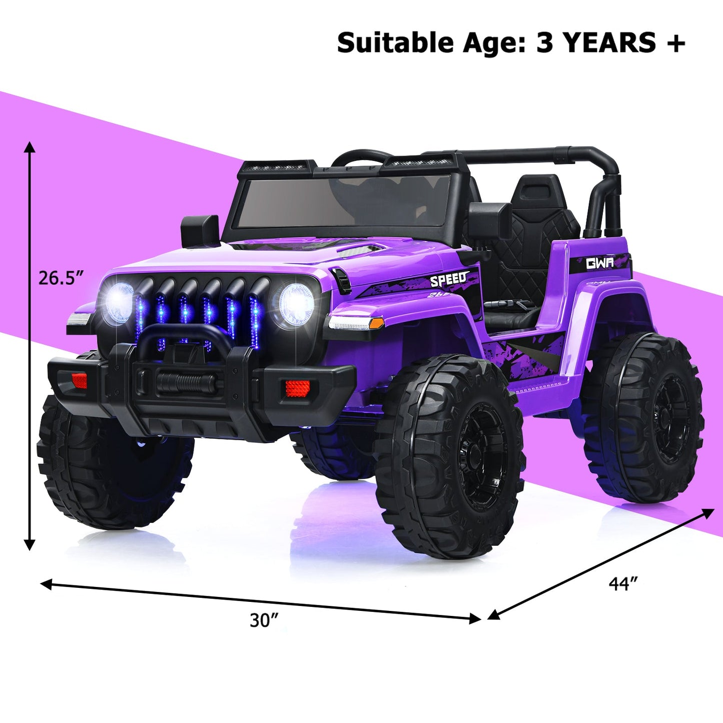 12V Kids Ride-on Jeep Car with 2.4 G Remote Control-Purple