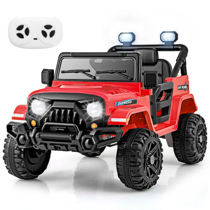 12V Kids Ride on Truck Car with Remote Control Threaded Wheels and 3 Speeds-Red