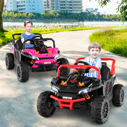 12V Kids Ride on Truck Off-Road UTV with Parental Remote and Lights-Black