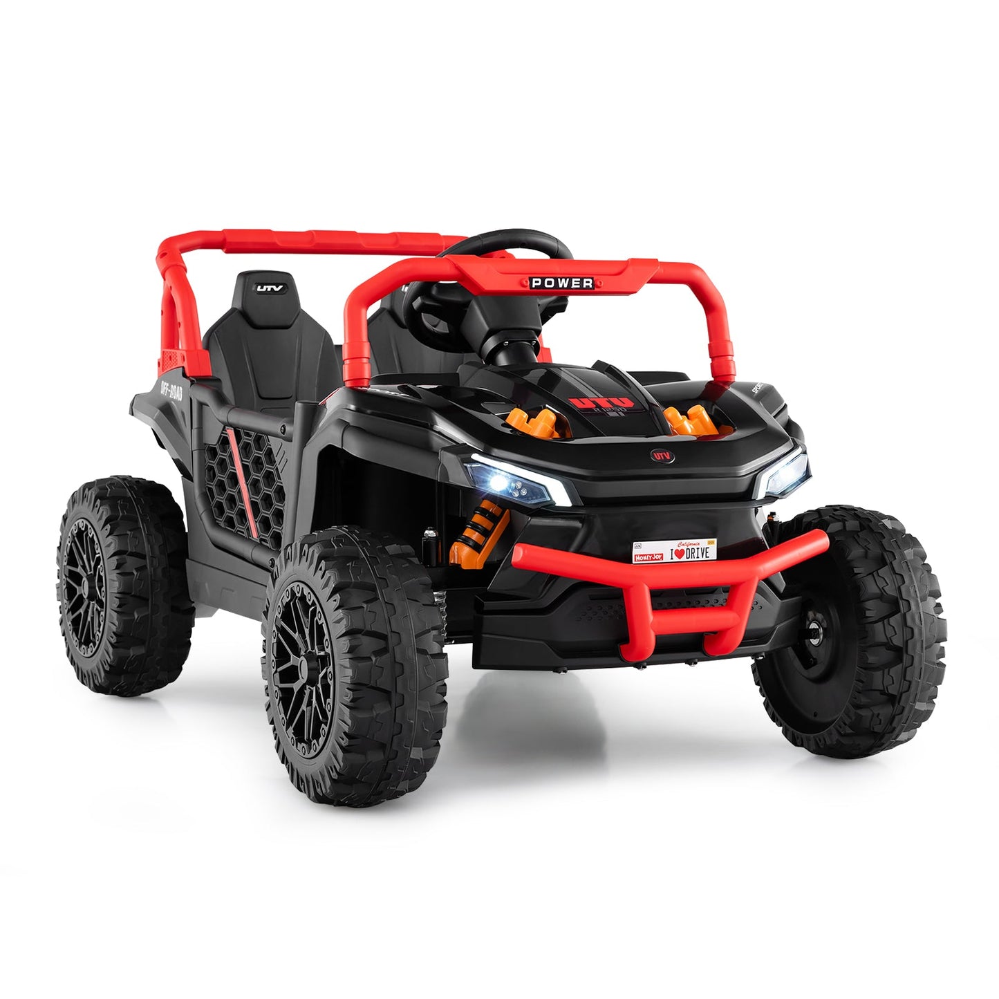 12V Kids Ride on Truck Off-Road UTV with Parental Remote and Lights-Black