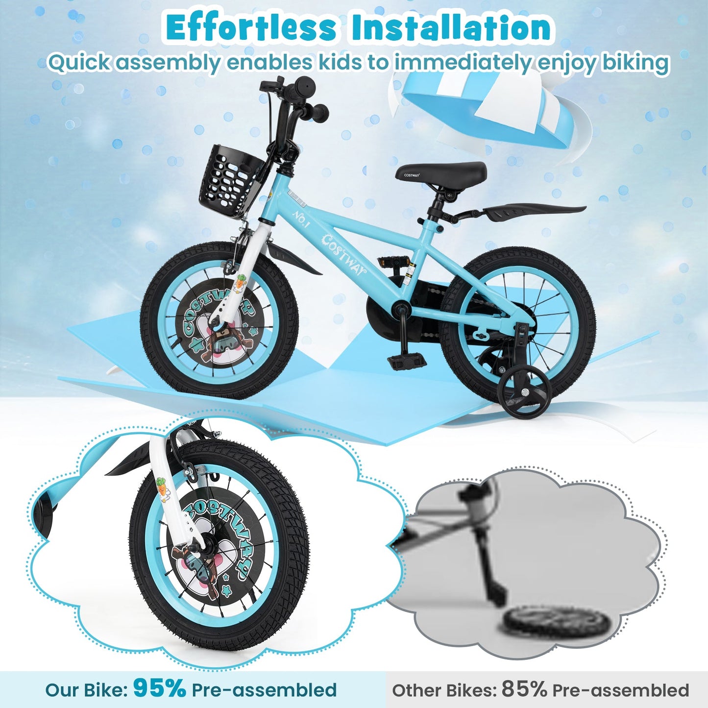 14 Inch Kids Bike with Adjustable Handlebar and Saddle for 3-5 Years Old-14 inches