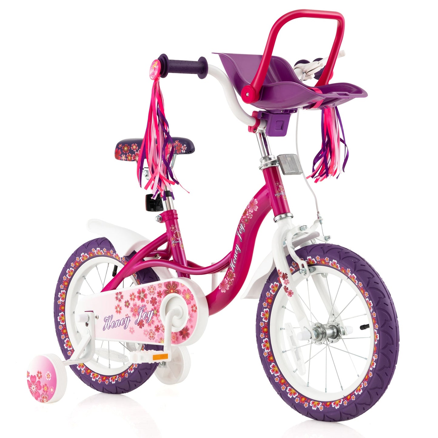 14 Inch Kids Bike with Doll Seat and Removable Training Wheels-14 inches