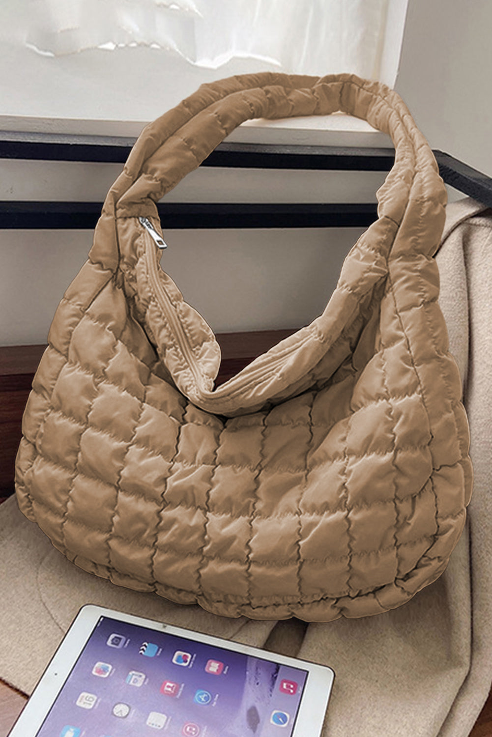 Kylie Quilted Zipper Tote Bag