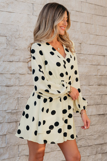 Kataleya Polka Dot Puff Sleeve Mini Dress