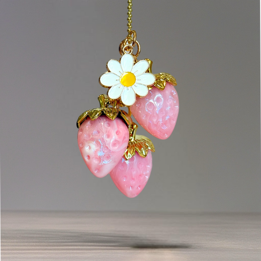 Pink Strawberry Charm - Tumbler Handle Charm