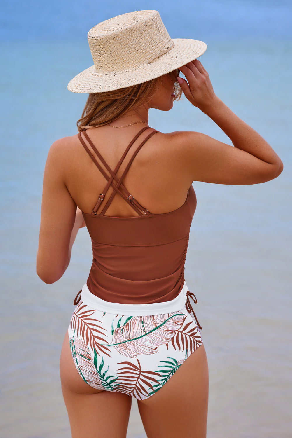 Everlee Stripe Drawstring Tummy Control Tankini Swimsuit