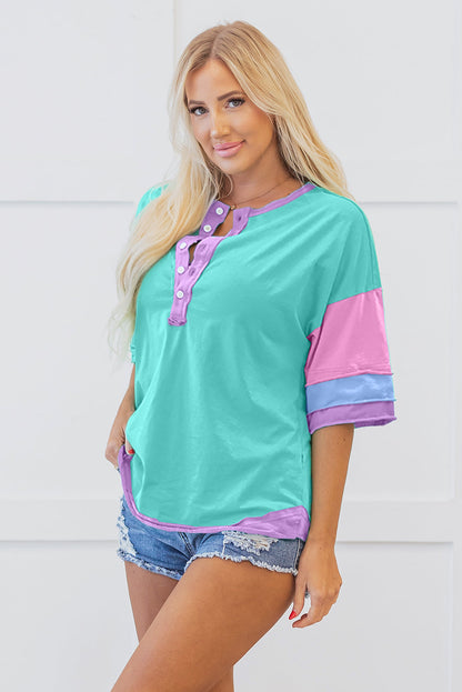 Chandler Half Sleeve Buttons Henley Top