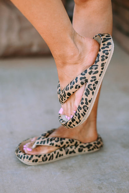 Leopard Thick Sole Flip Flops