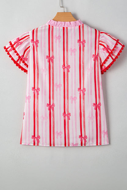 Kaya Ric-rac Trim Ruffled Sleeve Blouse