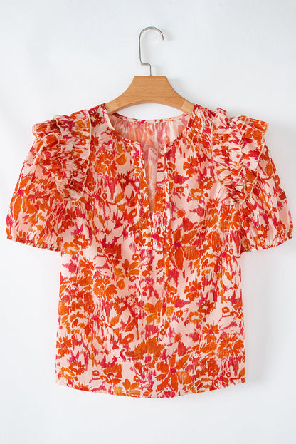 Margo Floral Split Neck Blouse