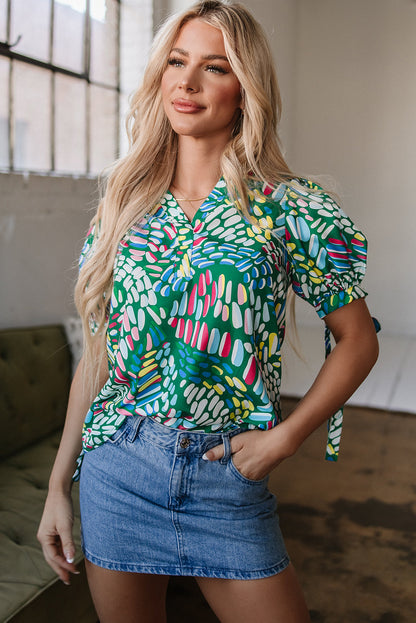 Ellianna Geometric Puff Sleeve Blouse