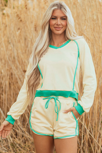 Wren Long Sleeve Pullover and Drawstring Shorts Outfit