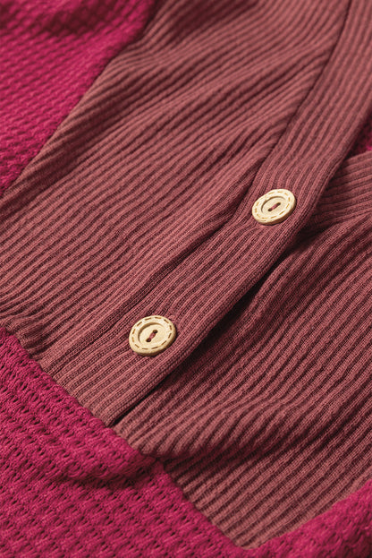 River Waffle Hooded Long Sleeve Top