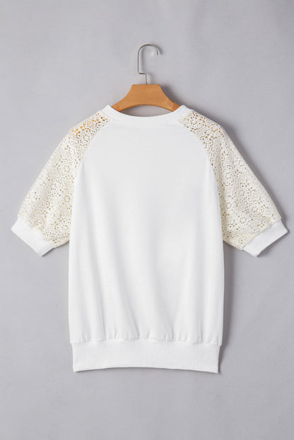 Paulina Lace Crochet Short Sleeve Top