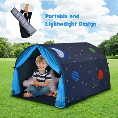 Kids Galaxy Starry Sky Dream Portable Play Tent with Double Net Curtain-Blue