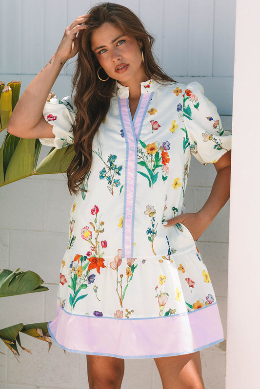 Harlee Floral Short Puff Sleeve Dress