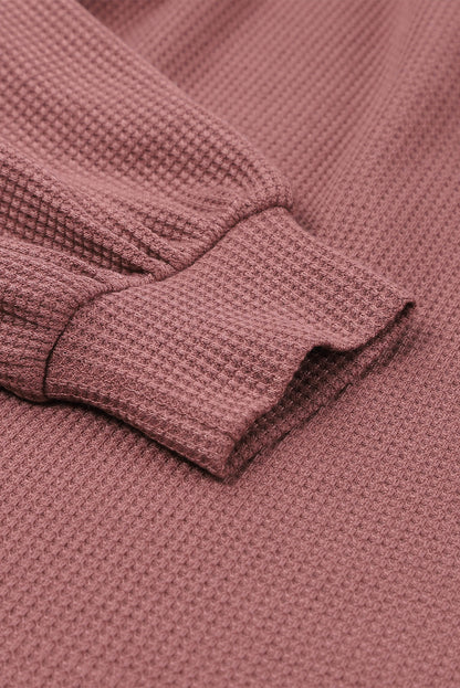 Hallie Square Neck Puff Sleeve Waffle Knit Top