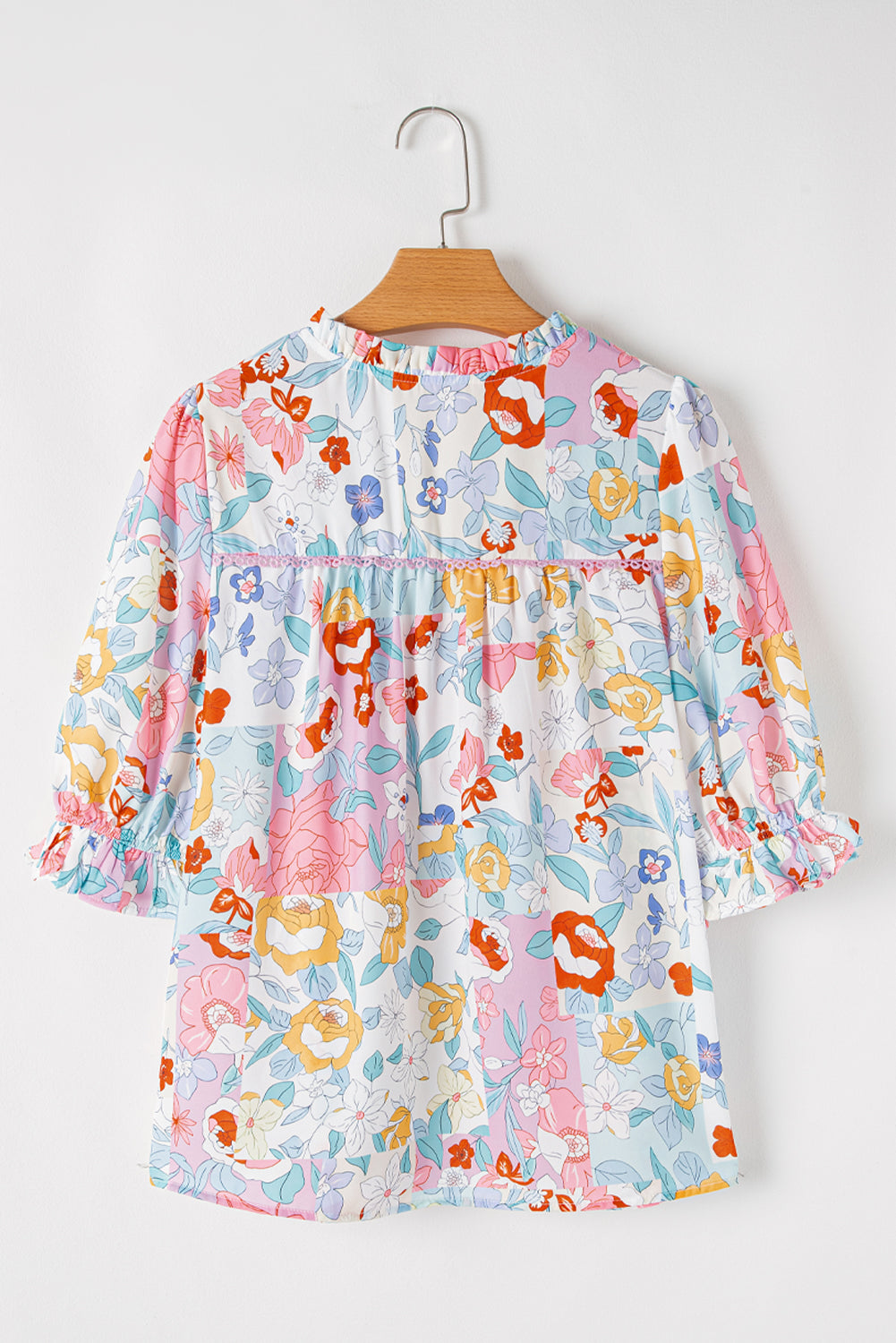 Solana Boho Flower Half Puff Sleeve Blouse