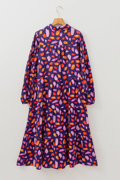 Alina Collared Tiered Long Dress