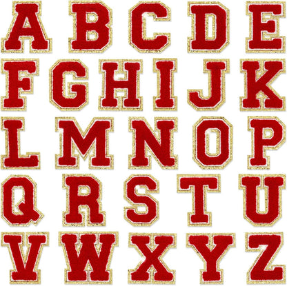 Red Self Adhesive Chenille Letters Patches