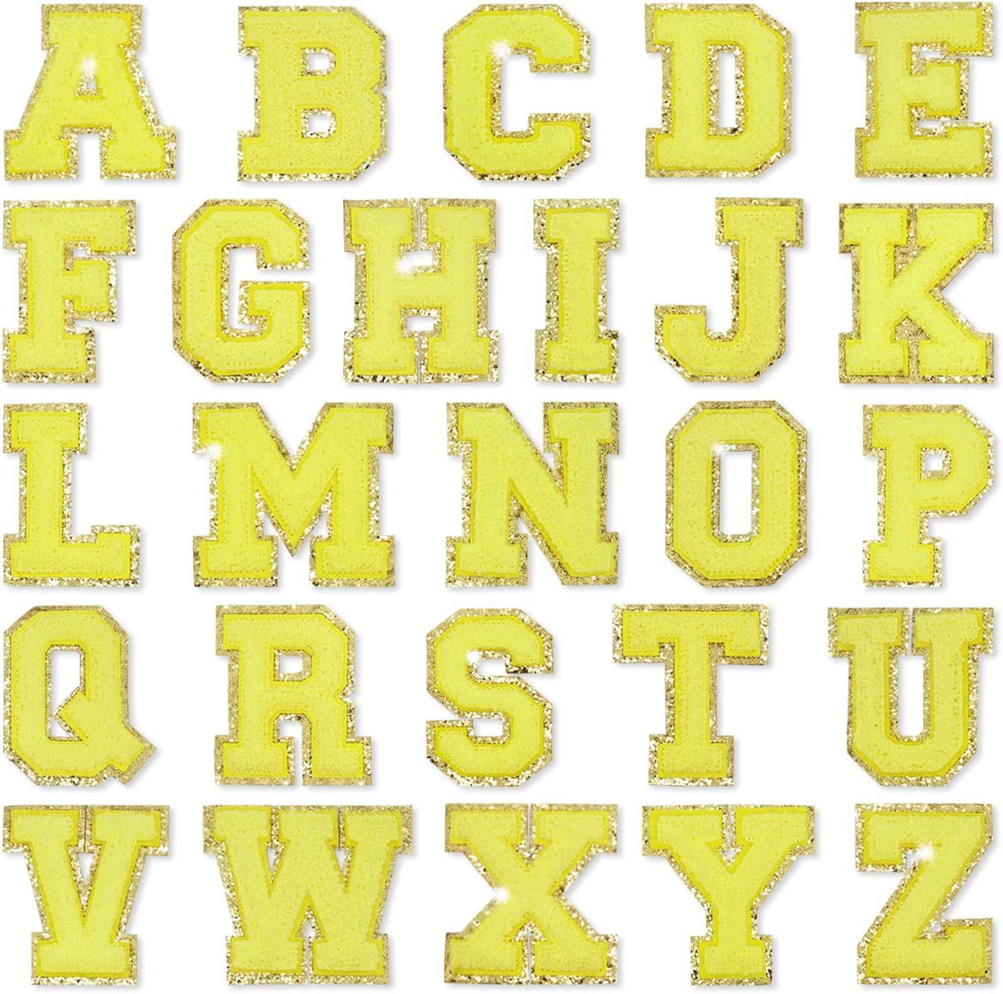 Yellow Self Adhesive Chenille Letters Patches