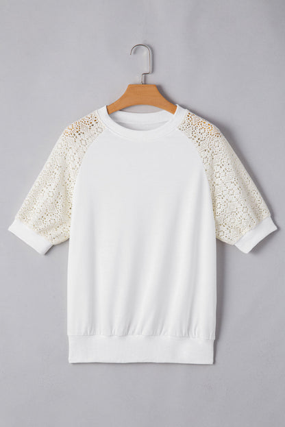 Paulina Lace Crochet Short Sleeve Top