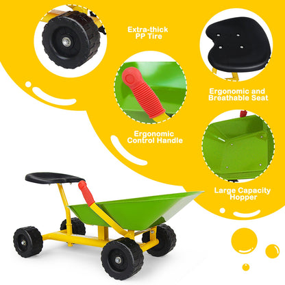 8 Inch Heavy Duty Kids Ride-on Sand Dumper with 4 Wheels-Lime Green