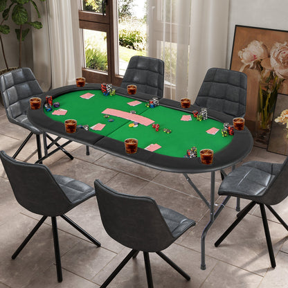 8 Players Texas Holdem Foldable Poker Table-Green