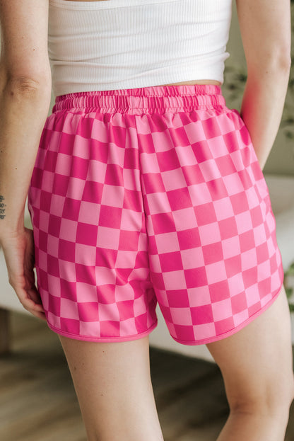 Checkered Drawstring Casual Shorts