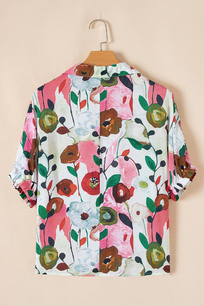 Adele Floral Slit V Neck Blouse