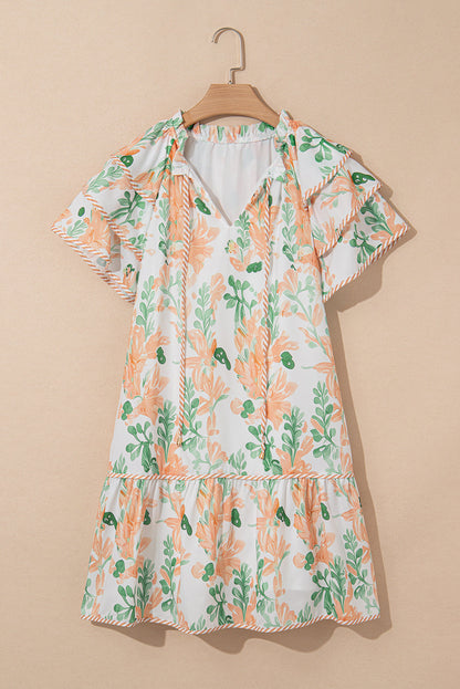 Madalyn Floral Contrast Edge Layered Short Sleeve Mini Dress