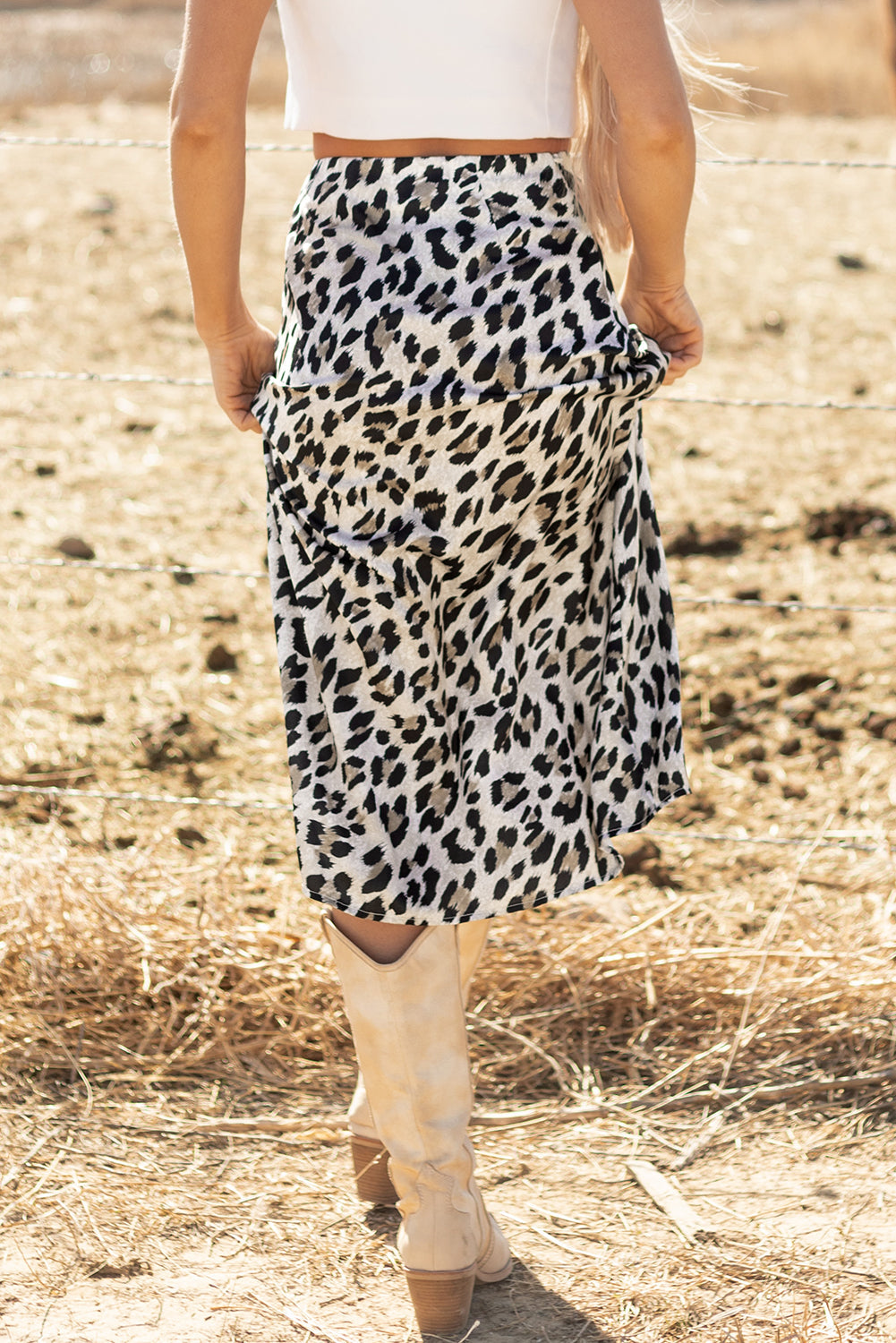 Johanna Leopard Print High Waist Midi Skirt