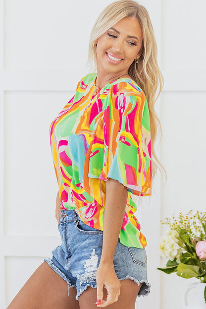 Angel Abstract Half Sleeve Blouse
