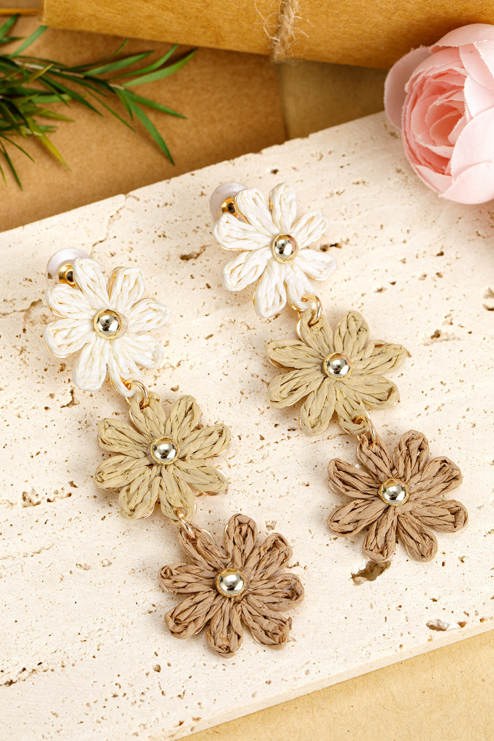 Crochet Flowers Stud Dangle Earrings