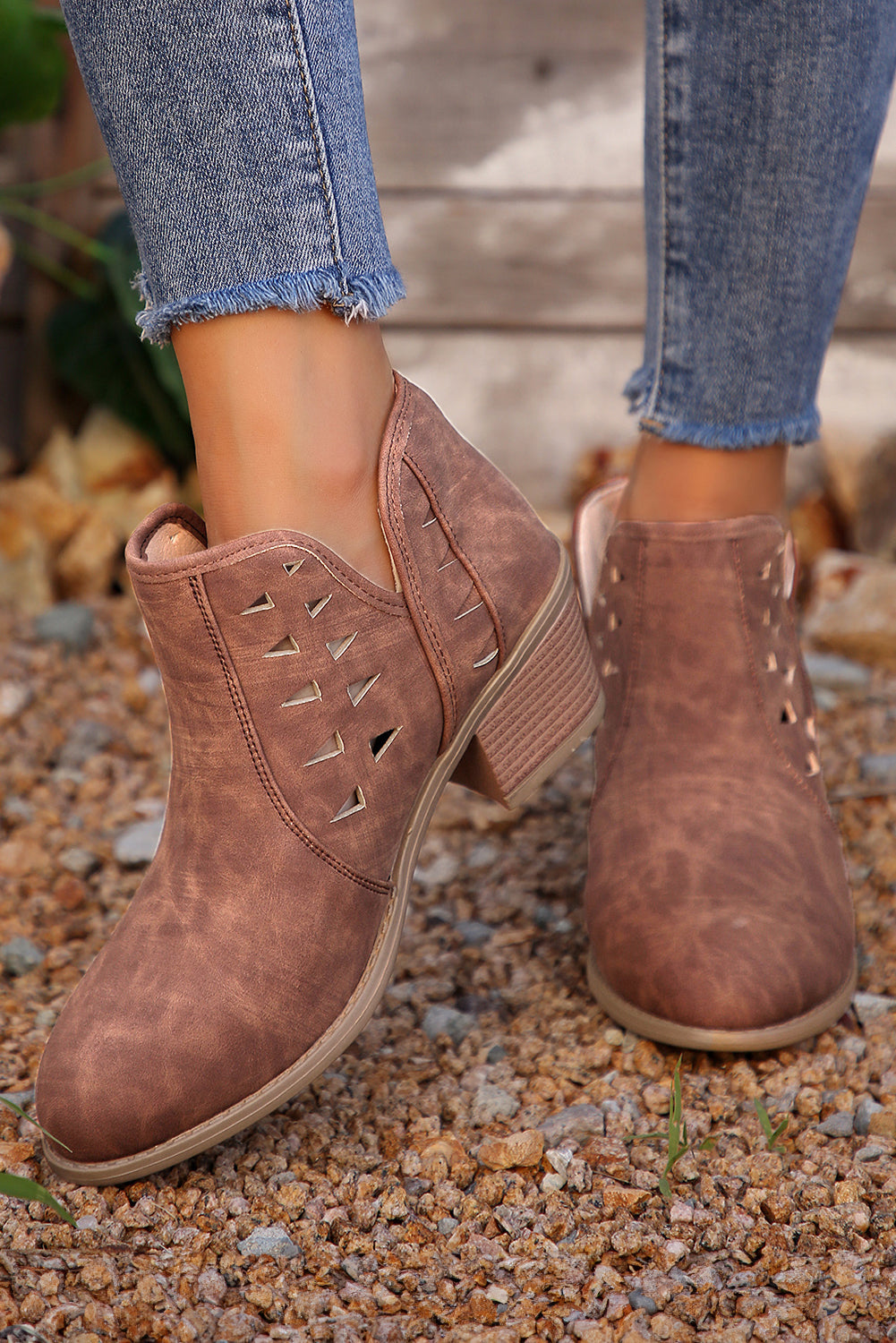Quinn Cut Out Suede Ankle Boots