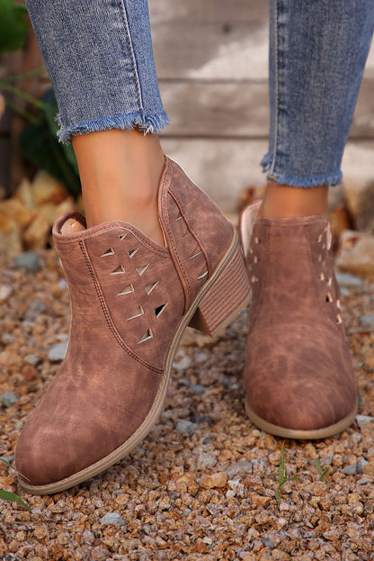 Quinn Cut Out Suede Ankle Boots