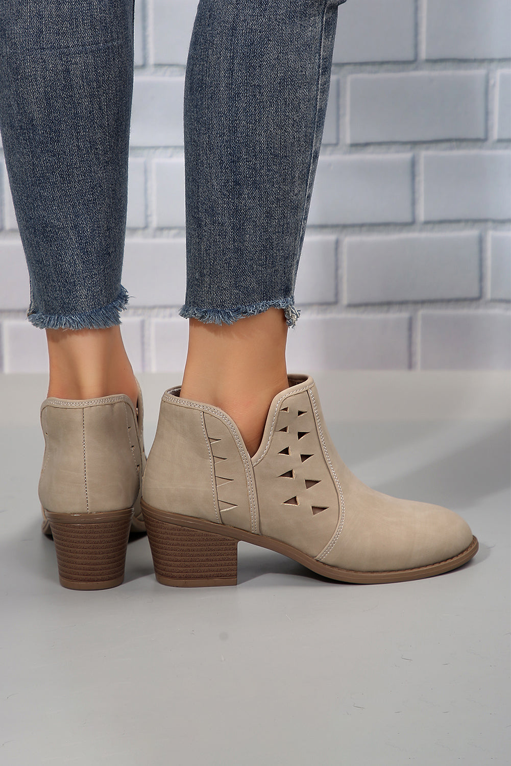 Quinn Cut Out Suede Ankle Boots