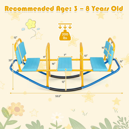 Outdoor Kids Seesaw Swivel Teeter for 3 to 8 Years Old-Blue