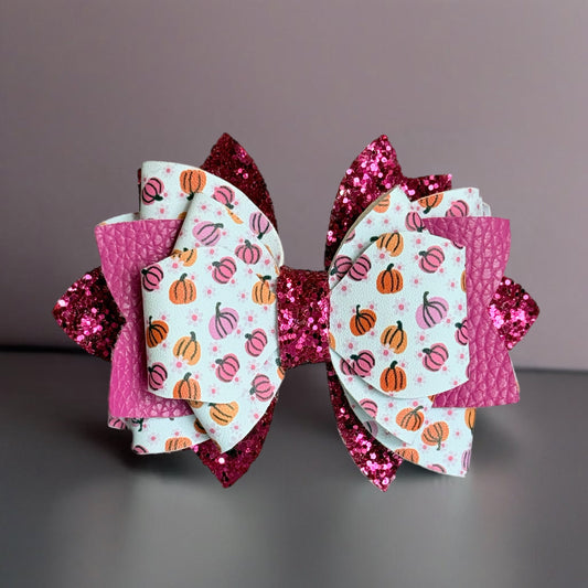 Floral Pumpkin Glitter Tumbler Bow