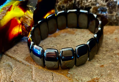 Grounded Power Hematite Bracelet | Ellipse-Style Energy Bracelet for Large Wrists